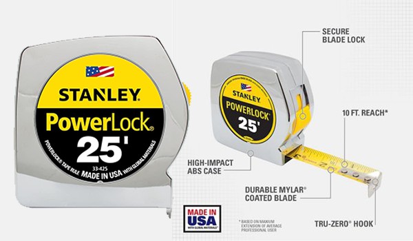 STANLEY Tape Measure, Chrome, 25-Foot specification